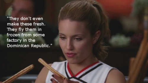 lovecanbesostrange:Ever wonder why Santana loves her some breadsticks, a whole wheelbarrow even?