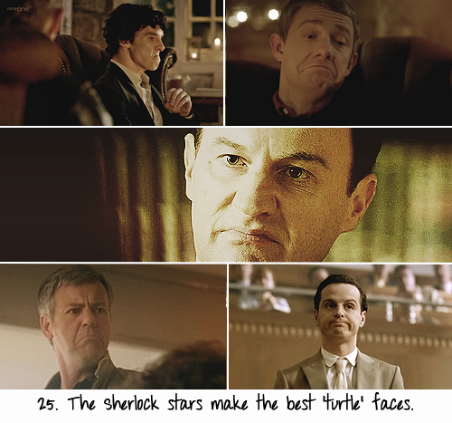 destielmybeatingheart: ladymalchav: sherlockfandomrules: Rule 25 → The Sherlock stars make