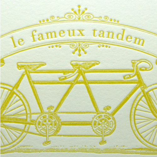 bikepornftw: (via Tandem bicycle letterpress card by letterpress on Etsy)