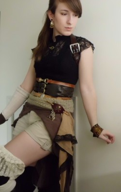 conventionallyunconventional:  More experimenting with an outfit. Maybe a new steampunk outfit for Katsucon 2012. Wish I had better shorts… 