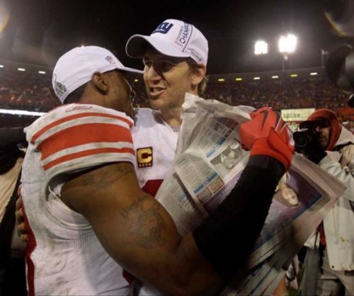 never-sated:  20-17 OT victory in San Francisco! The New York Giants are the NFC Champions and we are going to the Super Bowl!  Steve Weatherford’s face.