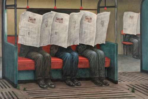 black-tangled-heart:  Mike Worrall Seekers of the Truth oil on canvas 122cm x 183cm  2009 