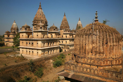 by entrelec on Flickr.The Chhatri, princes cenotaphs on the Betwa riber banks in Orchha - Madhya Pra