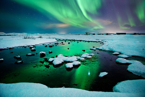 culturedwind:  earth-song:  River-light - Iceland - Northern lights - aurora borealis
