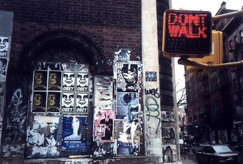 graffiti-fuckers:Shepard Fairley and Invader in SOHO, New York.