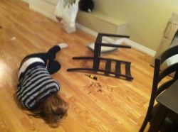 roachpatrol: rainbowbarnacle:  xploren:  My cousin, ashamed after building a chair from IKEA.  Oh god I feel terrible for cackling at this.  Help every time I stop laughing I just look at that fucked up chair again.  