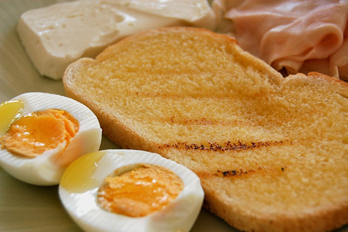 Eggs, Toast, Ham and Cheese.