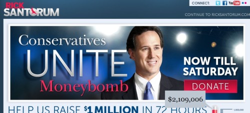 Rick Santorum has launched a new campaign measure called Conservatives Unite Moneybomb…so in other words…C.U.M.