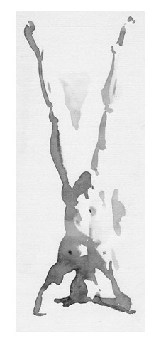 drawingdetail:  Wendy Artin, Alex Shoulderstand, 2002. Watercolour on Fabriano Ingres paper, 5 x 11 in. 