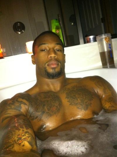 mistahsonasty:  Ray Edwards Nfl player is so mf sexy! Check the nipple piercing, tight ass underwear. U know he getting down on the low.   Black man soooo sexy! :-)