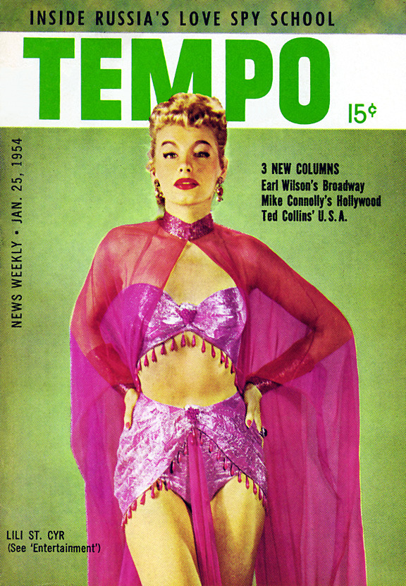 Lili St. Cyr graces the cover of a January &lsquo;54 issue of ‘TEMPO’ magazine;