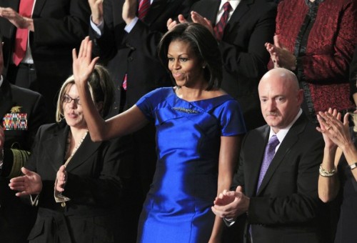 First Lady Michelle Obama looked great tonight sitting in her box at the State of the Union. She was