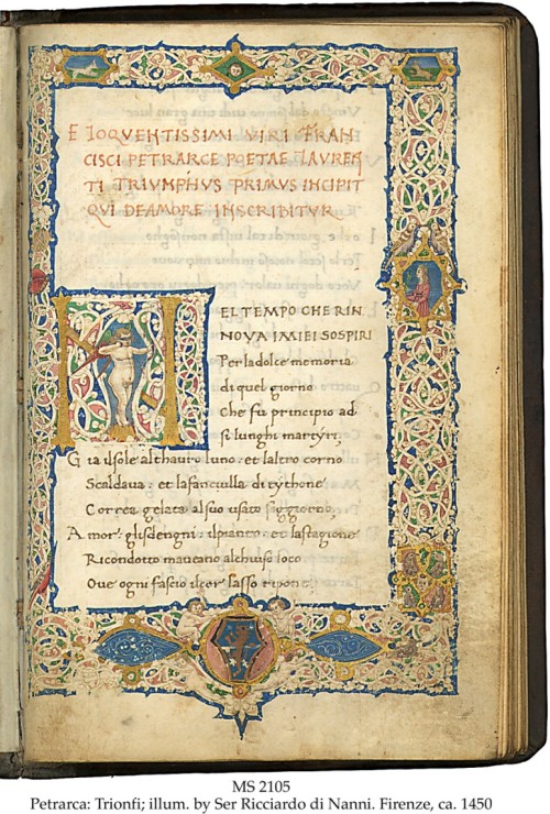 Francesco Petrarca - Trionfica. 1450, vellum, Firenze(Details!!!)