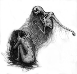 blondejob:  cut-and-bleed:  mind-mountains:  I love this drawing, but I hate it. I love how the artist has captured mental illness perfectly. I hate what it represents and illustrates - because it illustrates my everyday struggle. I want to hang this