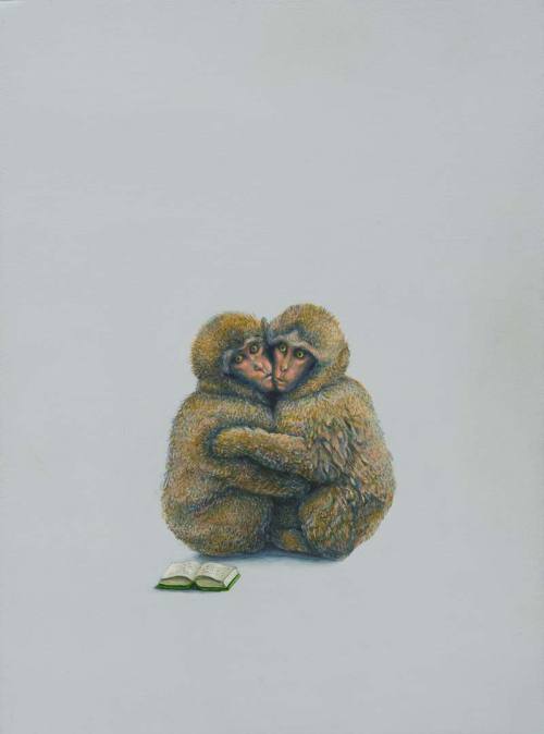 gregkucera.comJoe Biel - Monkey (Couple), 2010, Watercolor and latex on panel, 12 x 9 inches