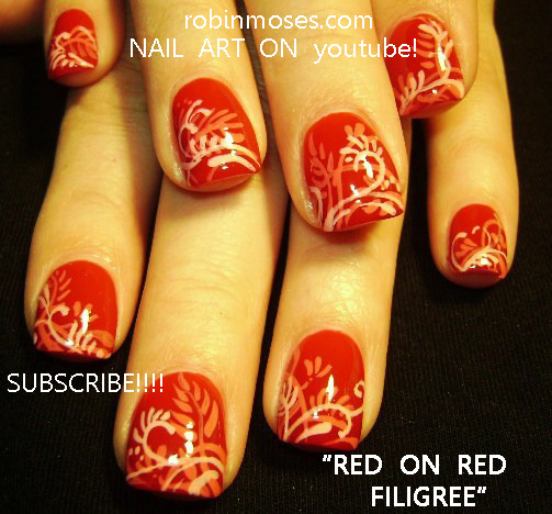 robinmosesnailart:   HOW TO PAINT FILIGREE red on red valen…  