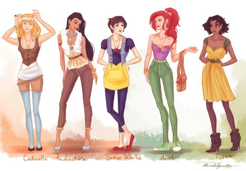 landofinkandglass:  ladiesmakingcomics:  Modern-day Fashion Princesses by *viria I would like Pocahontas’s top, Tiana’s boots, and Anastasia’s hair, pls. And Ms. Ridzel on a hypothetical Batgirl Corps books. (By the way, she’s 17.  I’m not