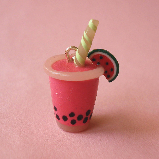 supercutefruit:  *New* Fruit Boba Tea Charm - Watermelon by FatallyFeminine on Flickr.