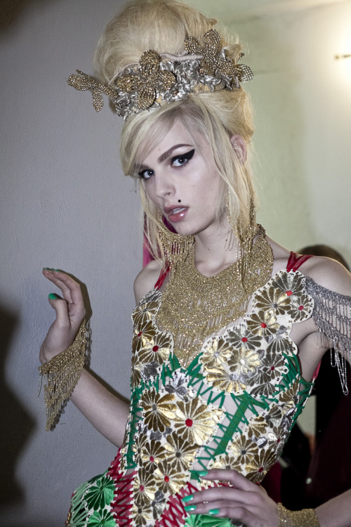 Andrej Pejic backstage JPGaultier Spring 2012 haute couture show