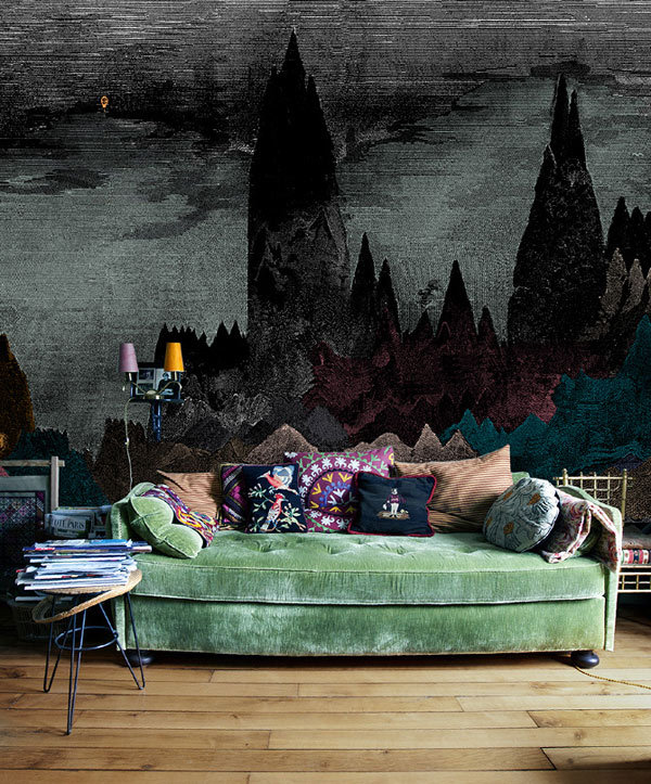Velvet couch, yes please via Anthology Mag