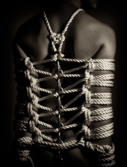 whippedcreamanddenimskirts:  Oh…rope AND chain. Two of the best things to keep you bound and immobilized with. amaisatya:  heknowshisplace:  Nicely done…  Very pretty! 