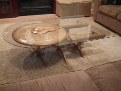 ianbrooks:  Star Trek Coffee Table by Barry Shields Available at etsy for ū,100 USD. Made from ash, poplar, and cherry wood and sturdy enough to hold a Jem’Hadar or a rapidly multiplying pile of Tribbles. Liven up your house the fanboy way at unattainabl