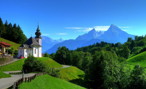 by Claude@Munich on Flickr.Maria Gern church and Mount Watzmann in the background, near Berchtesgade