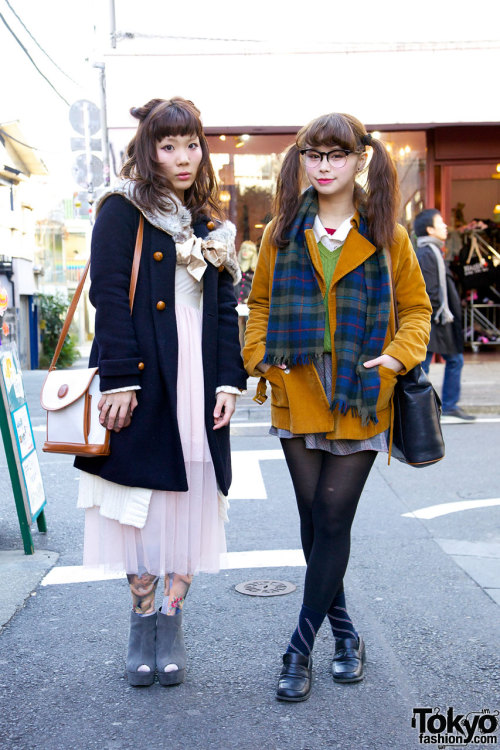 Akari &amp; Sakura Midorikawa wearing vintage &amp; resale in Harajuku.