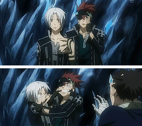krorys:  Lavi: Youuu! My body’s already hurting like hell from the burns!Allen: You did that to yourself!Lavi: What the hell? You!Allen: What the heck did you just say??Chaoji: You guys, stop fighting…  