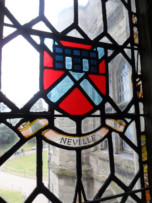 Stained-glass windows at Warwick Castle.