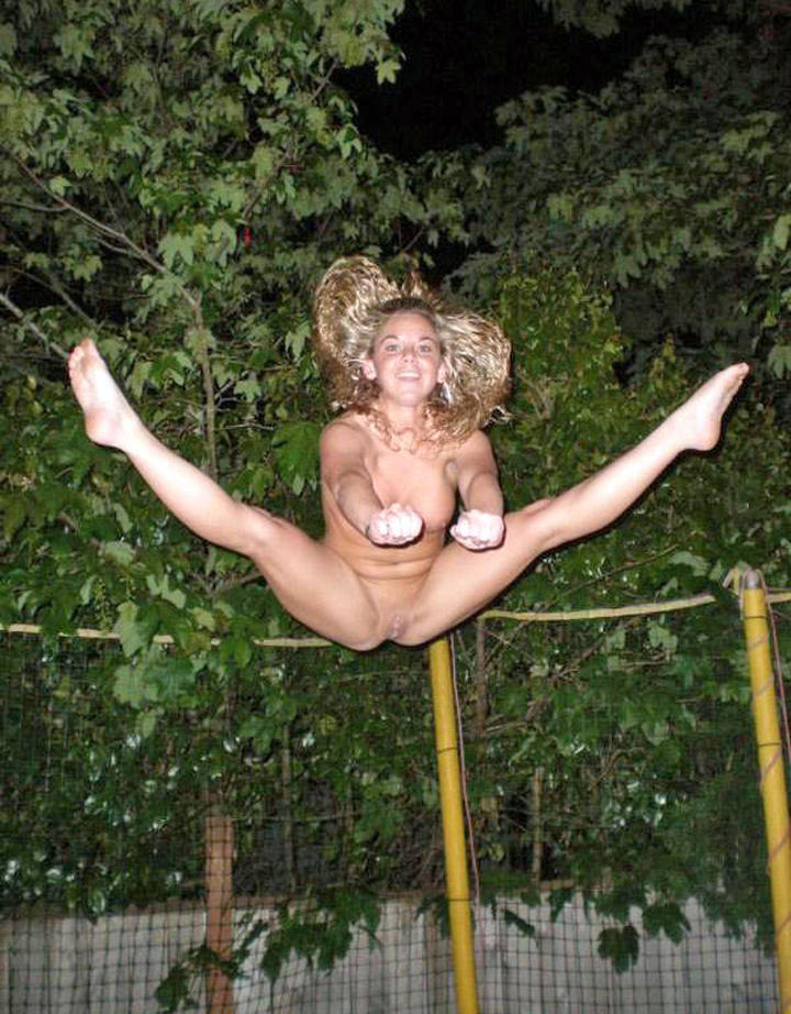 Nude girl trampoline naked