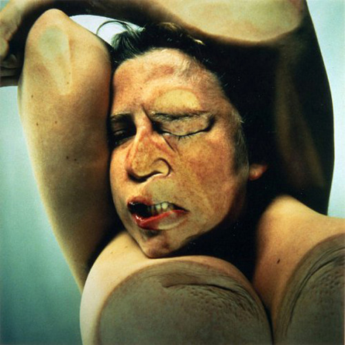 wewantrevolutiongirlstylenow:  Jenny Saville and Glen Luchford, Closed Contact “She presses her skin against glass to disfigure and manipulate it, emphasizing her negative body image.” Via 