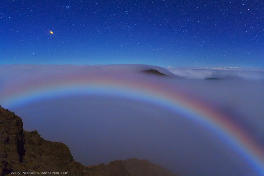 n-a-s-a:  Mars and a Colorful Lunar Fog Bow  Credit &amp; Copyright: Wally Pacholka