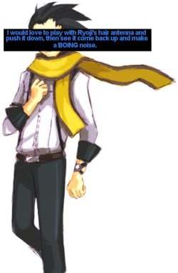 naoto-baby:  personaconfessions:  I would love to play with Ryoji’s hair antenna and push it down, then see it come back up and make a BOING noise.  This wasn’t my confession what are you talking about— 