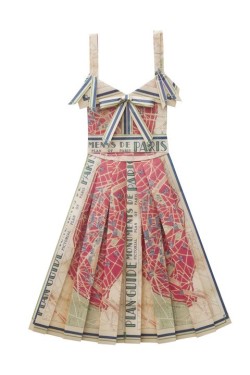 Dresses made out of vintage paper maps by