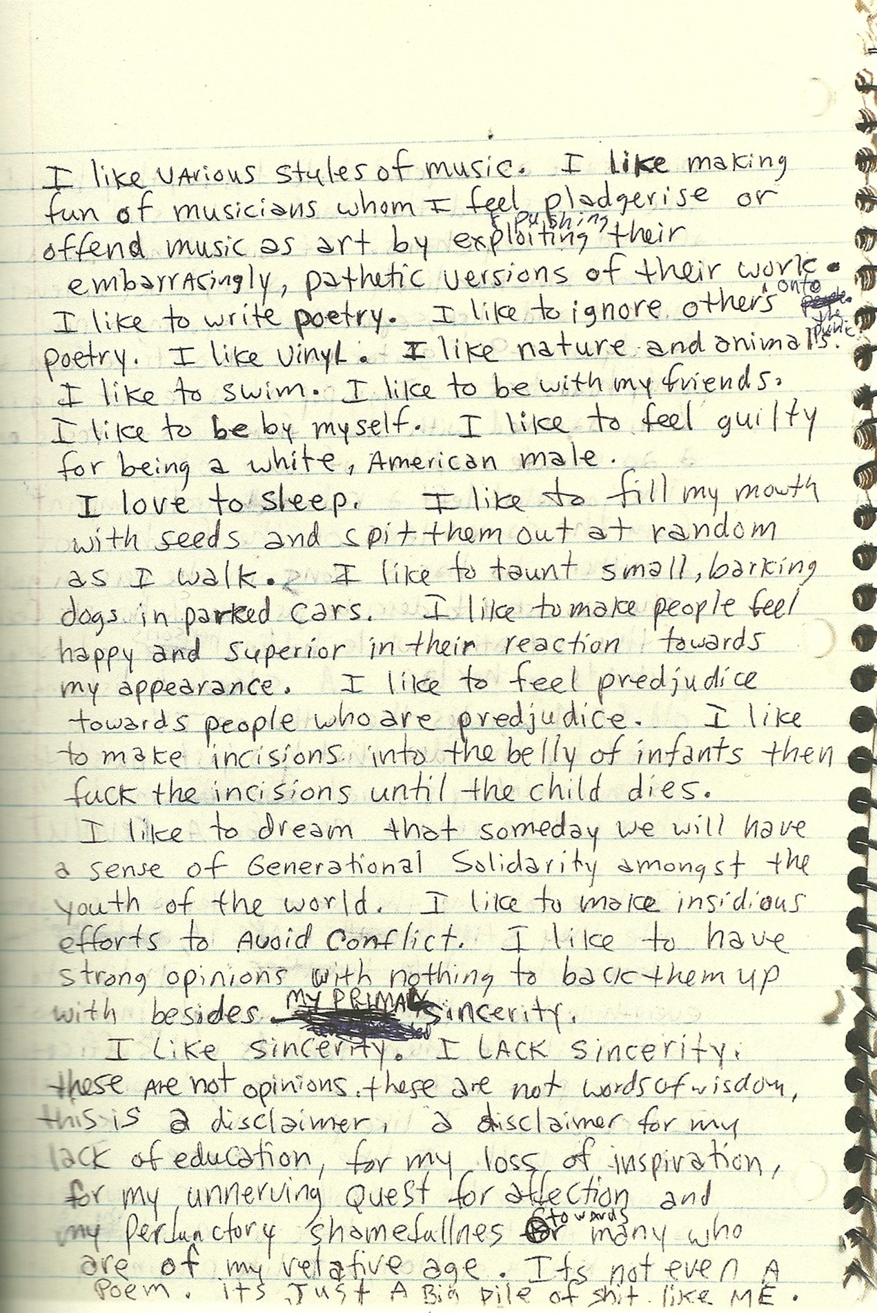 childofthemountains:    From the journals of Kurt Cobain. “I like sincerity. I