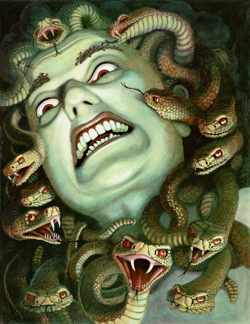 dwellerinthelibrary: destroyer: “Medusa” by Chris Grassano A Medusa whose face is not ug