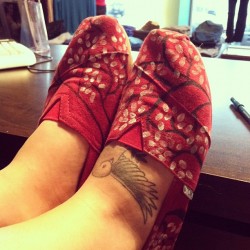 longhairqueen1124:  #toms #tattoo #dove #custom #painted #red #tree (Taken with instagram) 