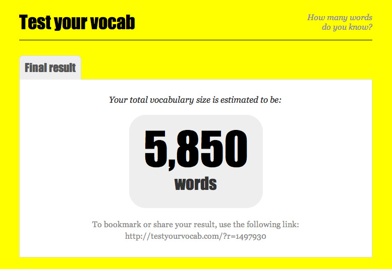 fakevermeer:     Test Your Vocabulary: how many words do you know?   Most Native
