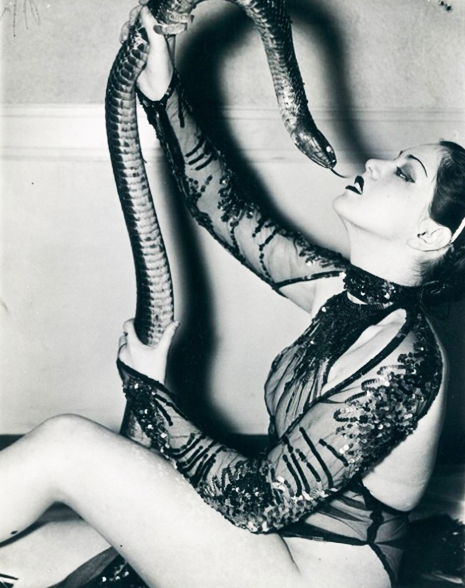 bhof:  Zorita and her “Secret Sacred Snake Dance” partners — as immortalized