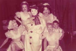 bhof:  Novita (center, in the snowman suit) backstage