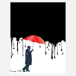 ryankent:  Black Rain Great design over at Fab - Brooklyn-based illustrator Daniel Horowitz’s Black Rain explores the other side of the sunny side with a thick wet sludge poignantly punctured by a radiant red umbrella. 