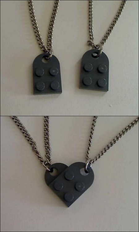 truebluemeandyou: DIY Interlocking LEGO Heart Pendants. You can buy the Coupling Plate 2X2 or d