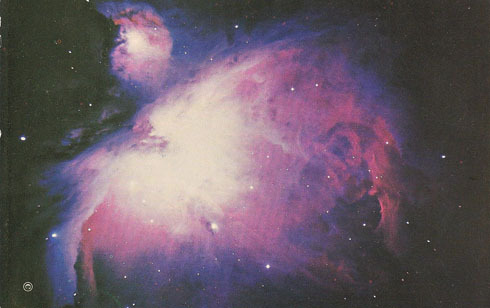 “Great Nebula in Orion. NGC 1976. Photographed with the 200-inch Hale telescope.
Mount Wilson and Palomar Observatories, Pasadena, California”