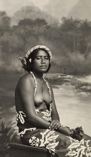 ethnoworld:  A young Marquesas woman poses for a photographer. Location:Marquesas