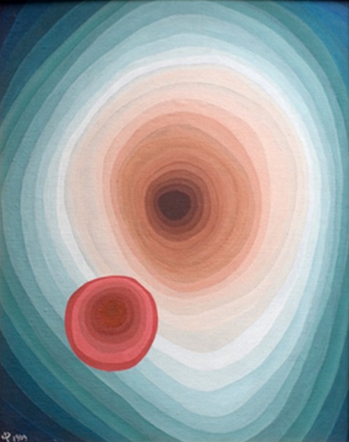 mutantslack-blog: Oskar Fischinger, Pulling Whirl, 1964 Oil on Canvas, 20 x 16, found here