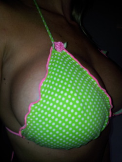 Blondebigboobs:  Green And Pink Bikini From The Summer 