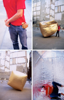 sunshinewithsprinklesontop:  6000bites:  Basic House designed by Barcelona based designer Martin Azua. It’s basically an lightweight balloon that can be carried in your pocket and used for shelter.“The Basic House is a temporary housing solution