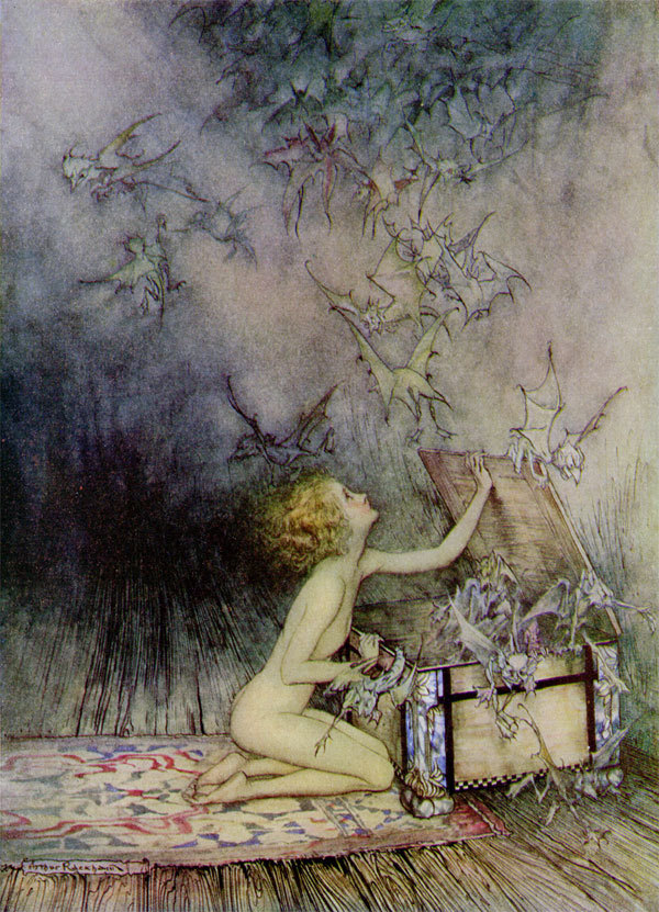 Pandora from A Wonder Book. Nathaniel Hawthorne (Author), Arthur Rackham (Illustrator).