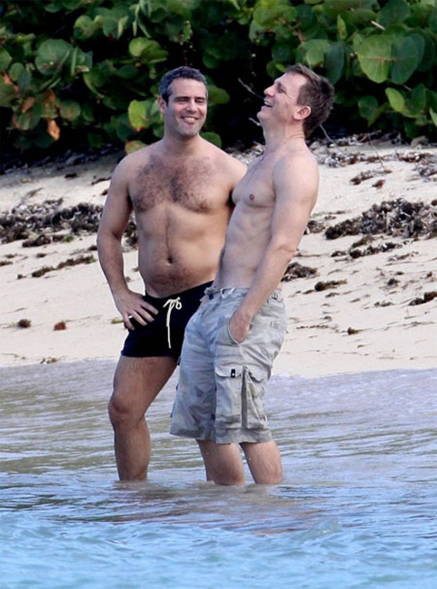 shirtless male celebs — Andy Cohen and Daniel Craig